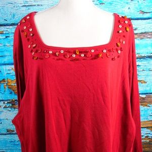 EUC PLUS Crystal-Kobe Embellished TShirt Size XXXL